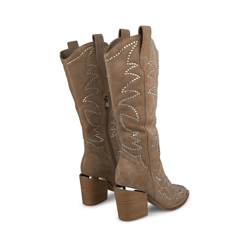 Bottes à Talons Alma En Pena Cowboy Boots Embellished With Rhinestones Bleu Femme | FVQ-25446015